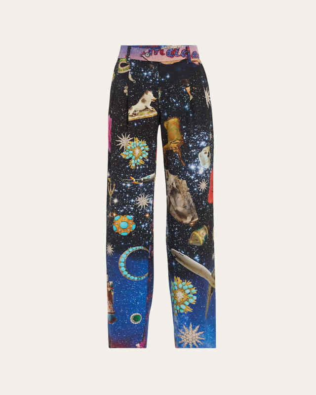 Starry Night Redux Pleated Wool Baggy Trousers